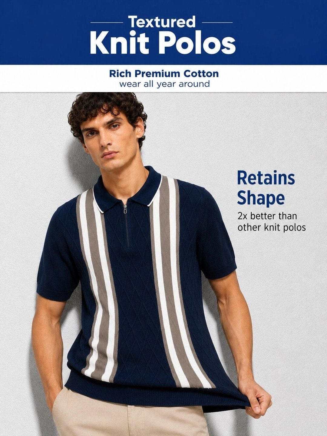 MOHICANS Men Striped Polo Collar T-shirt