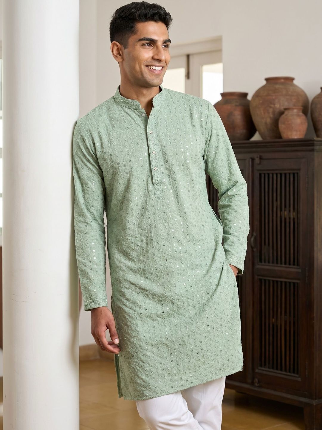 Anouk Men Embellished Sequinned Kurta