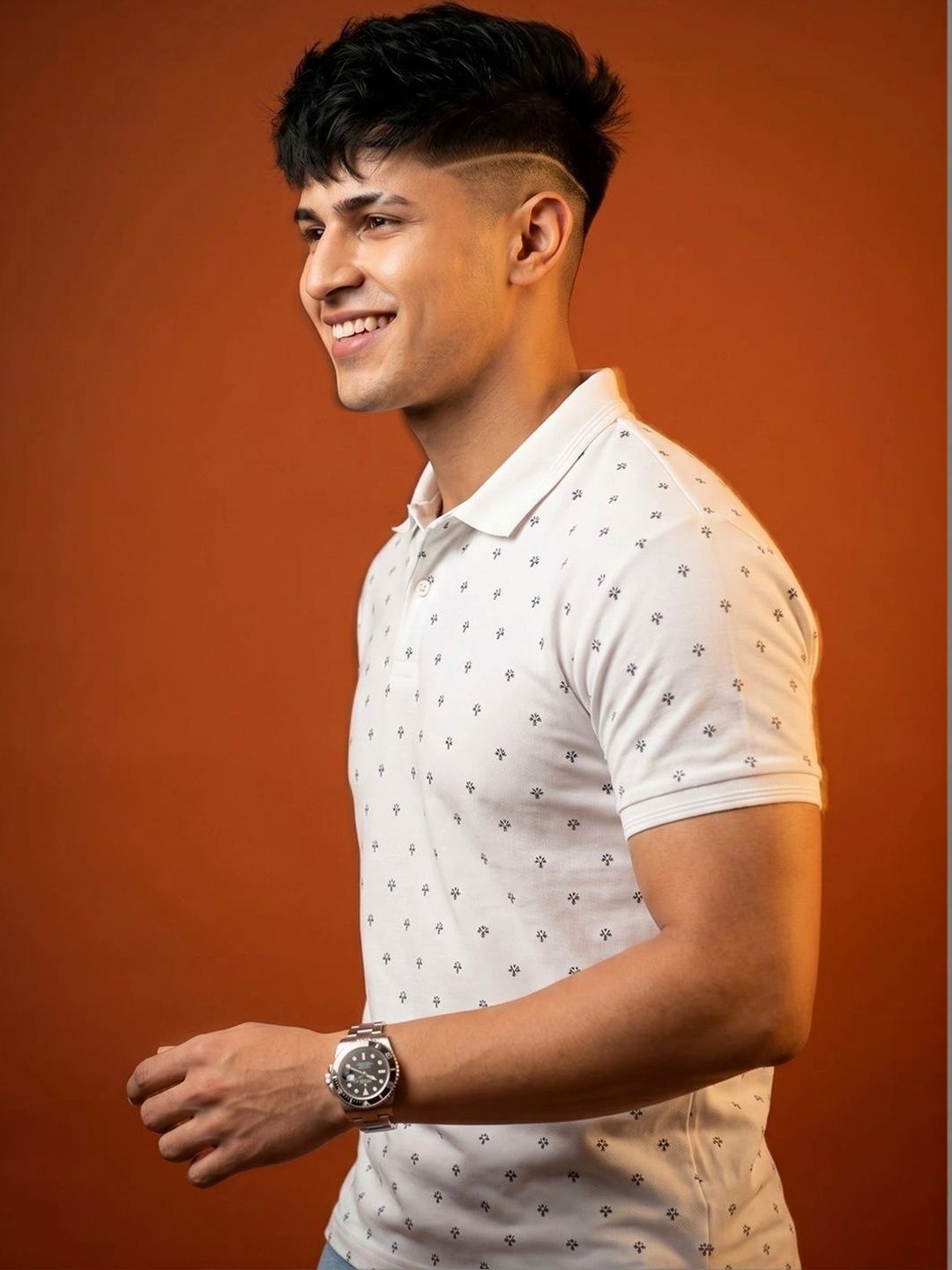 HERE&NOW Men Printed Polo Collar T-shirt