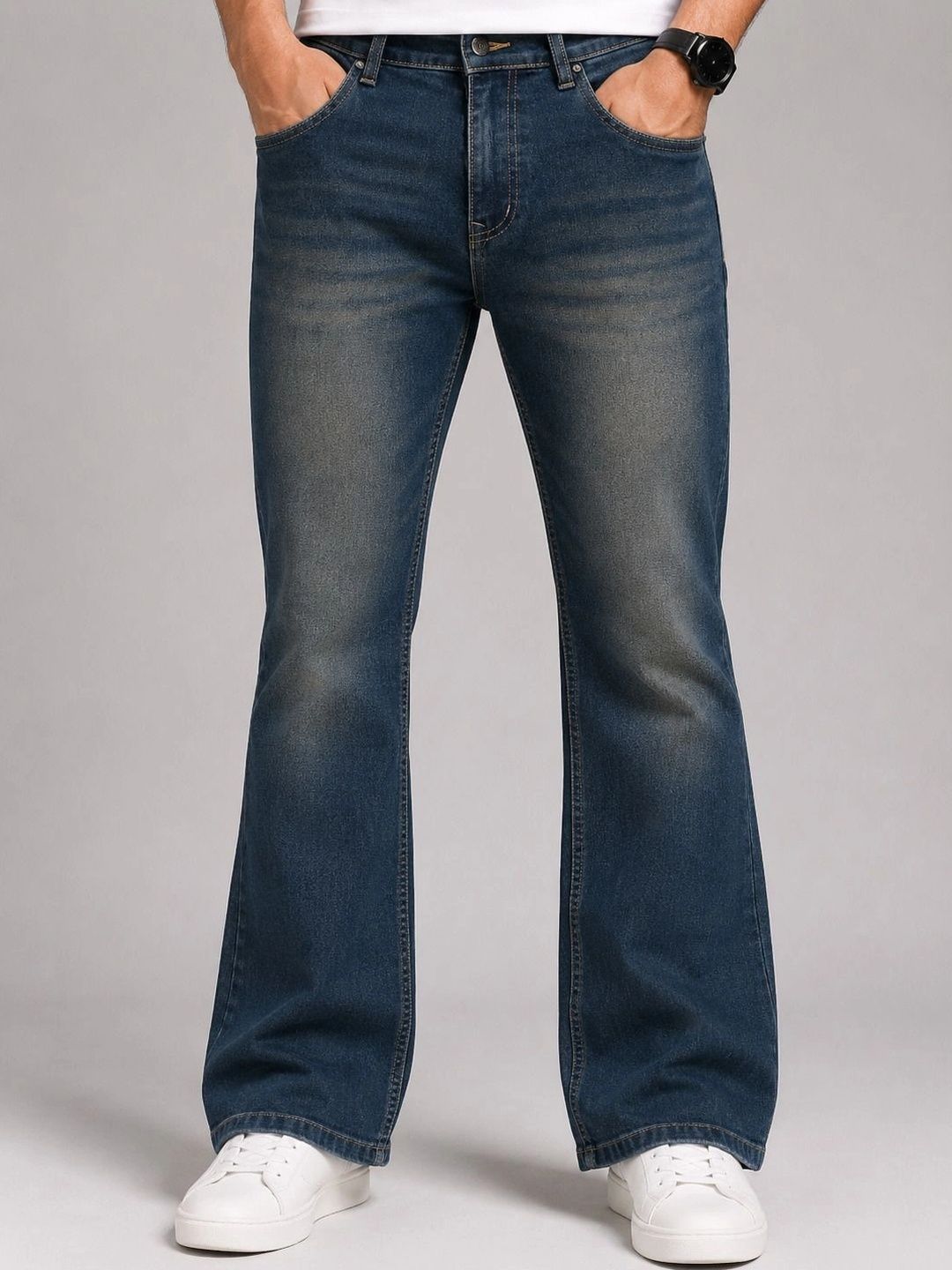 FUDE PRIDE Men Bootcut Mid-Rise Low Distress Jeans