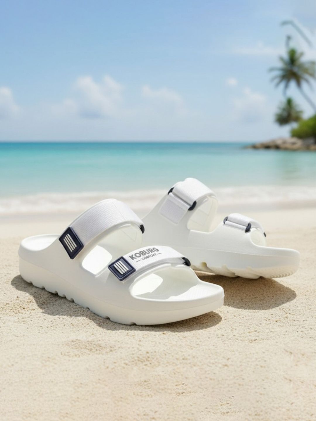 Koburg Nexa Men Comfortable Extra Soft Lightweight Nylon Velcro Slide Sandals