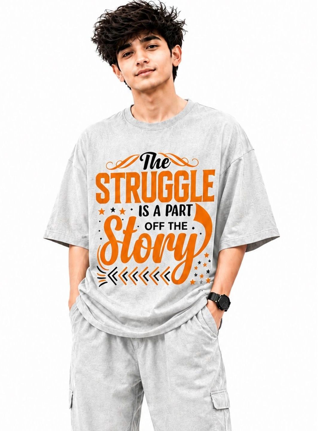 KAVYARA Men Typography Printed Pure Cotton Blend T-shirt