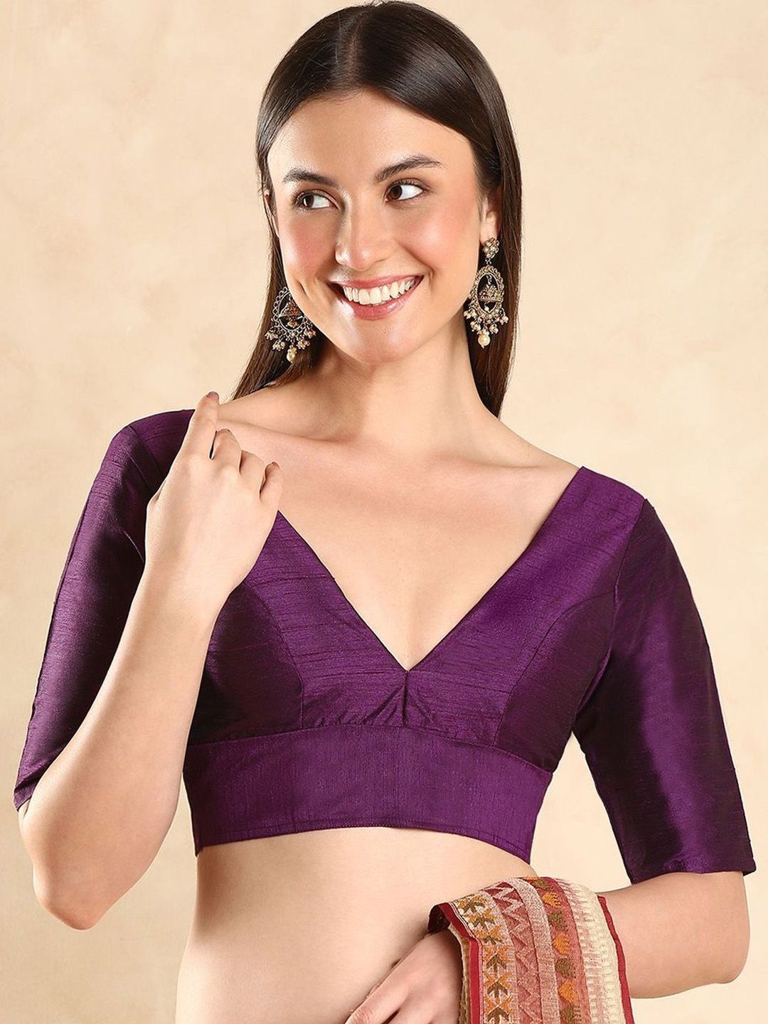 Anouk Anouk Solid Saree Blouse