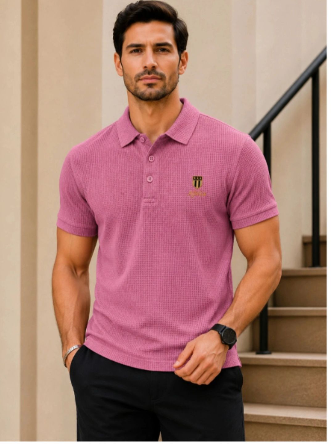 Afelix Men Brand Logo Polo Collar T-shirt