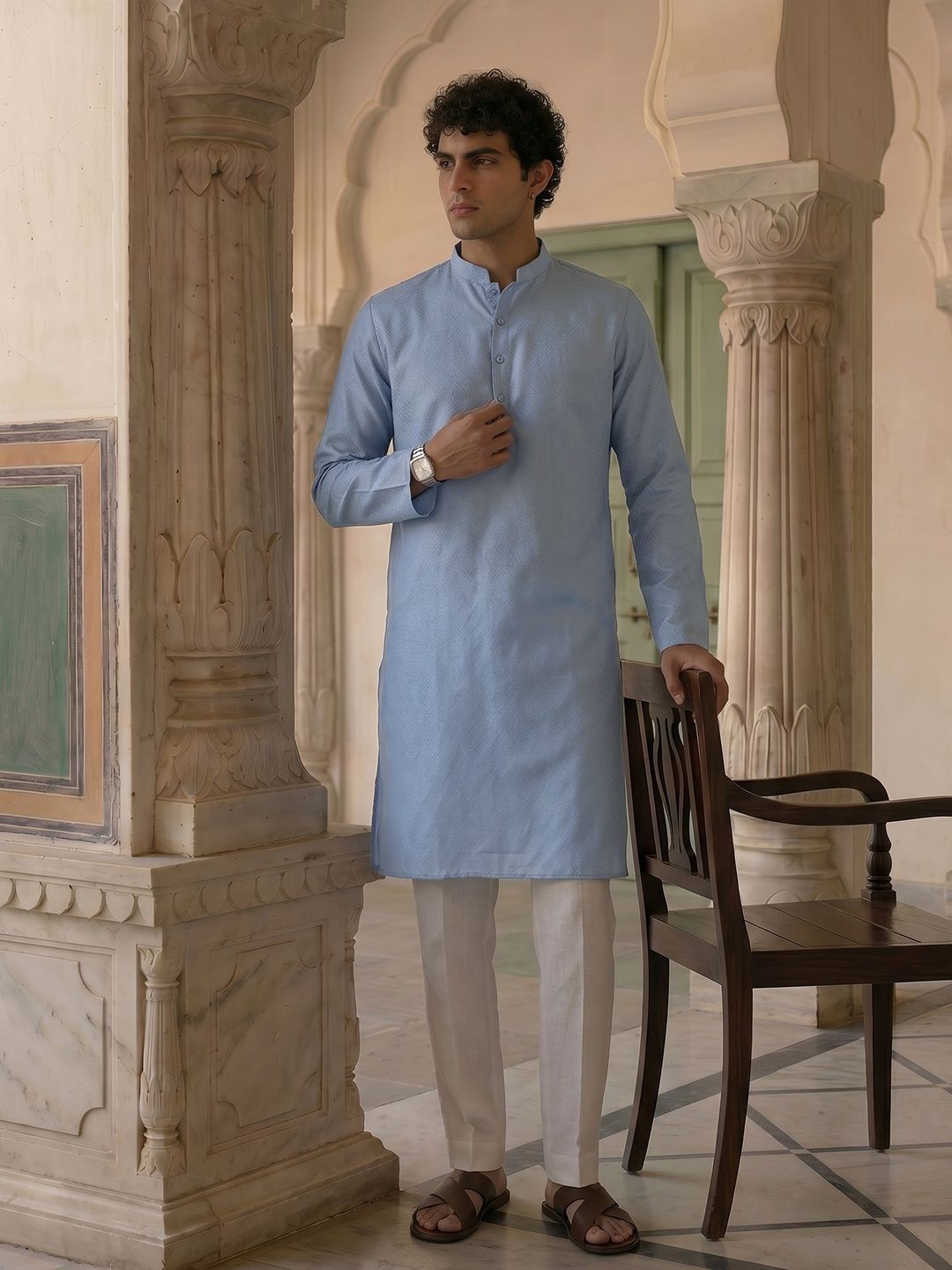 Anouk Self Design Textured Kurta