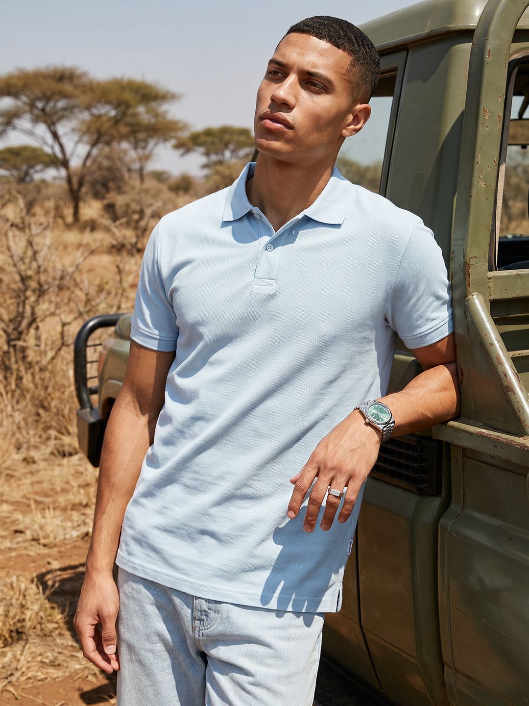The Roadster Life Co. Polo Collar Pure Cotton T-shirt