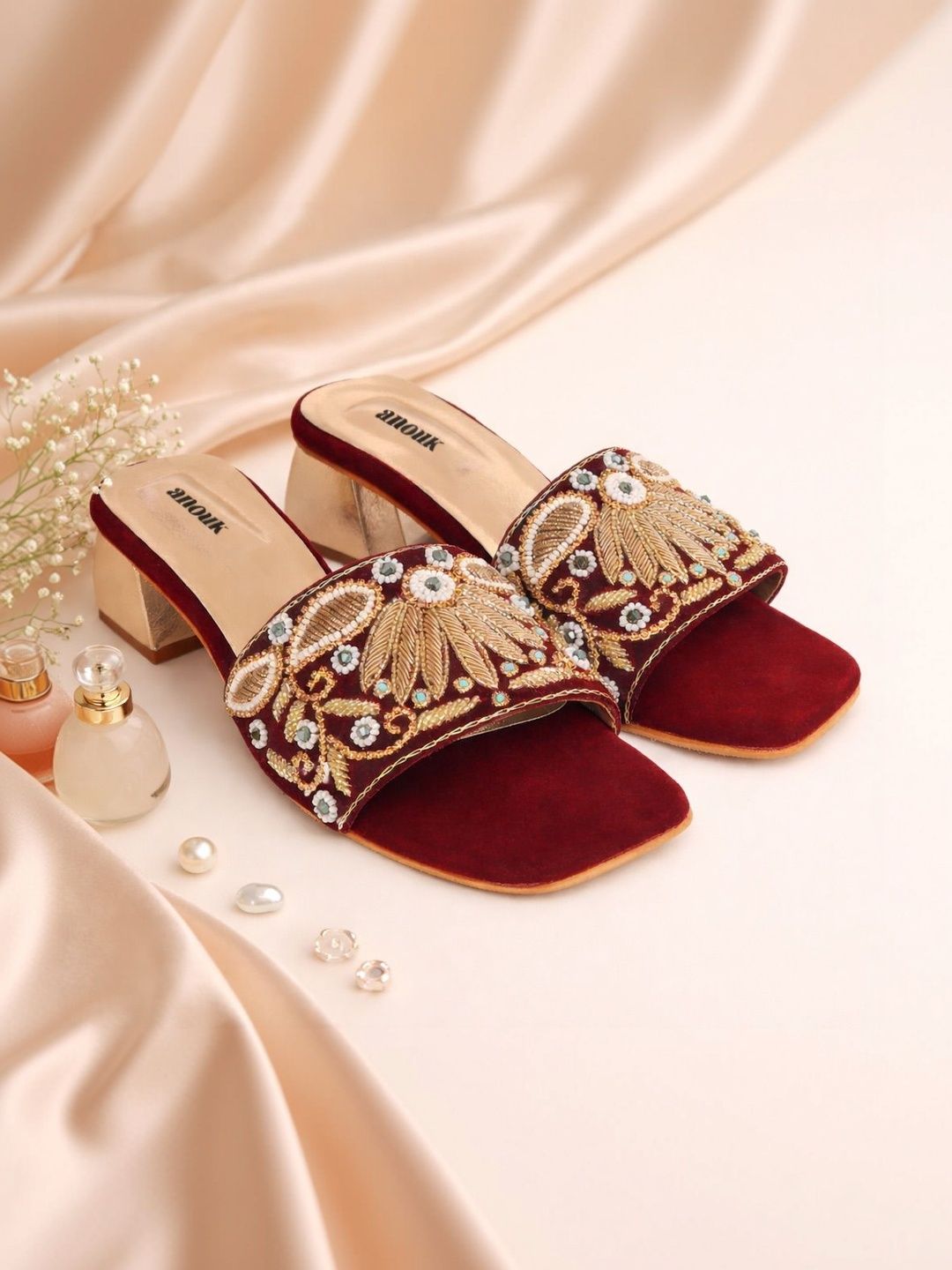 Anouk Embellished Party Block Mules