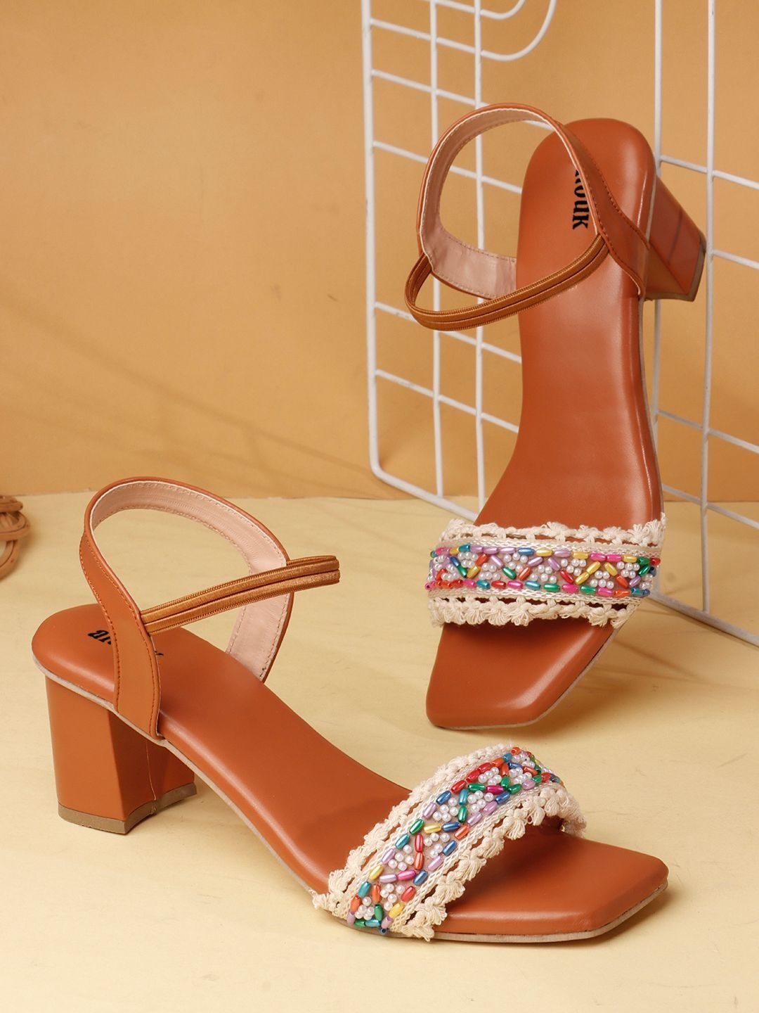 Anouk Embellished Block Sandals