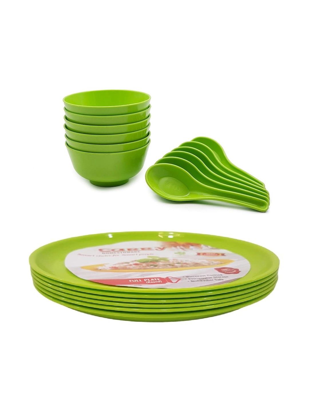 G-KING Green 2026 18 Pieces Plastic Dinner Set of