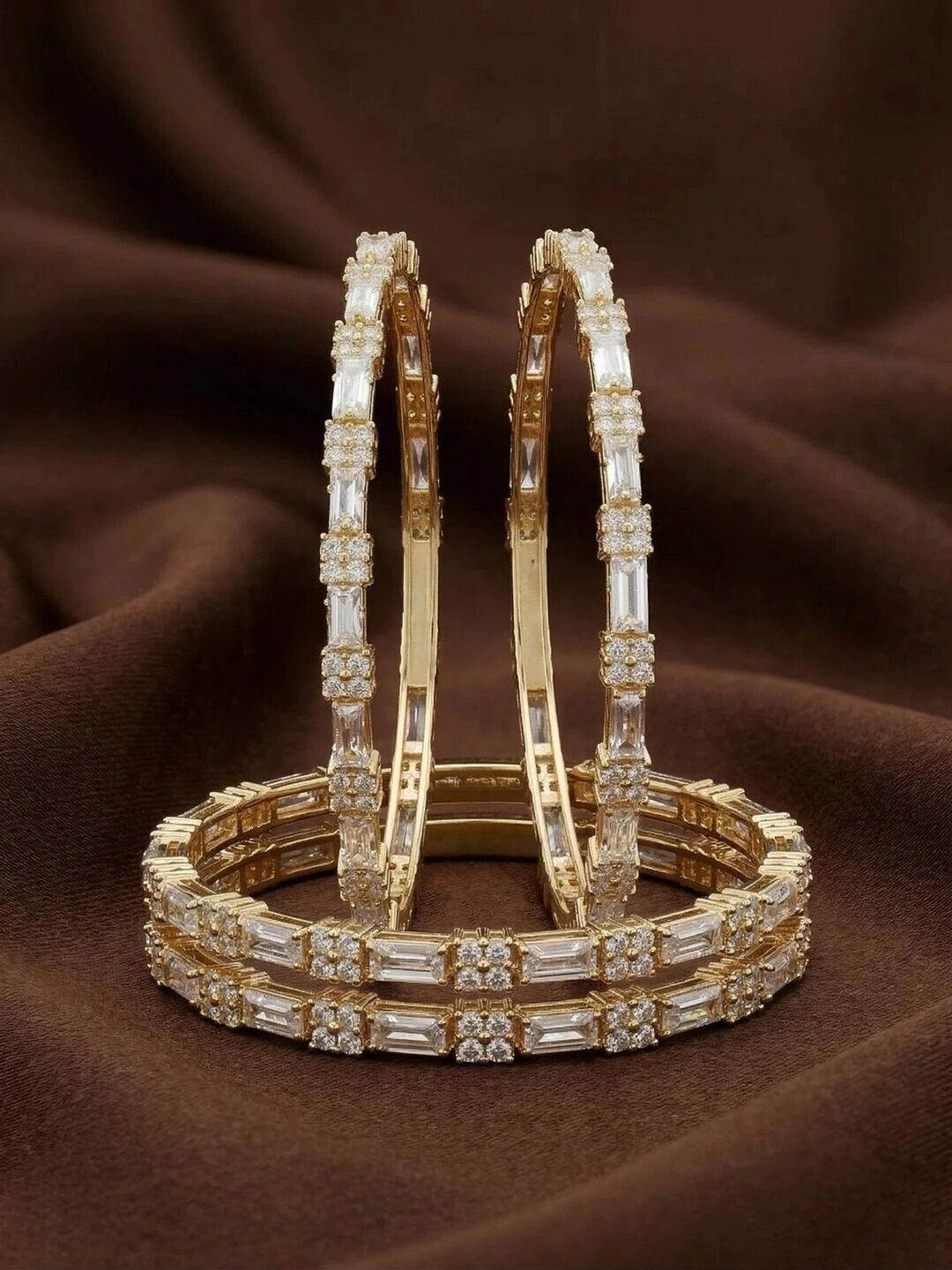 Anouk Anouk Set of 4 Gold-Plated Stone Studded & Beaded Bangles