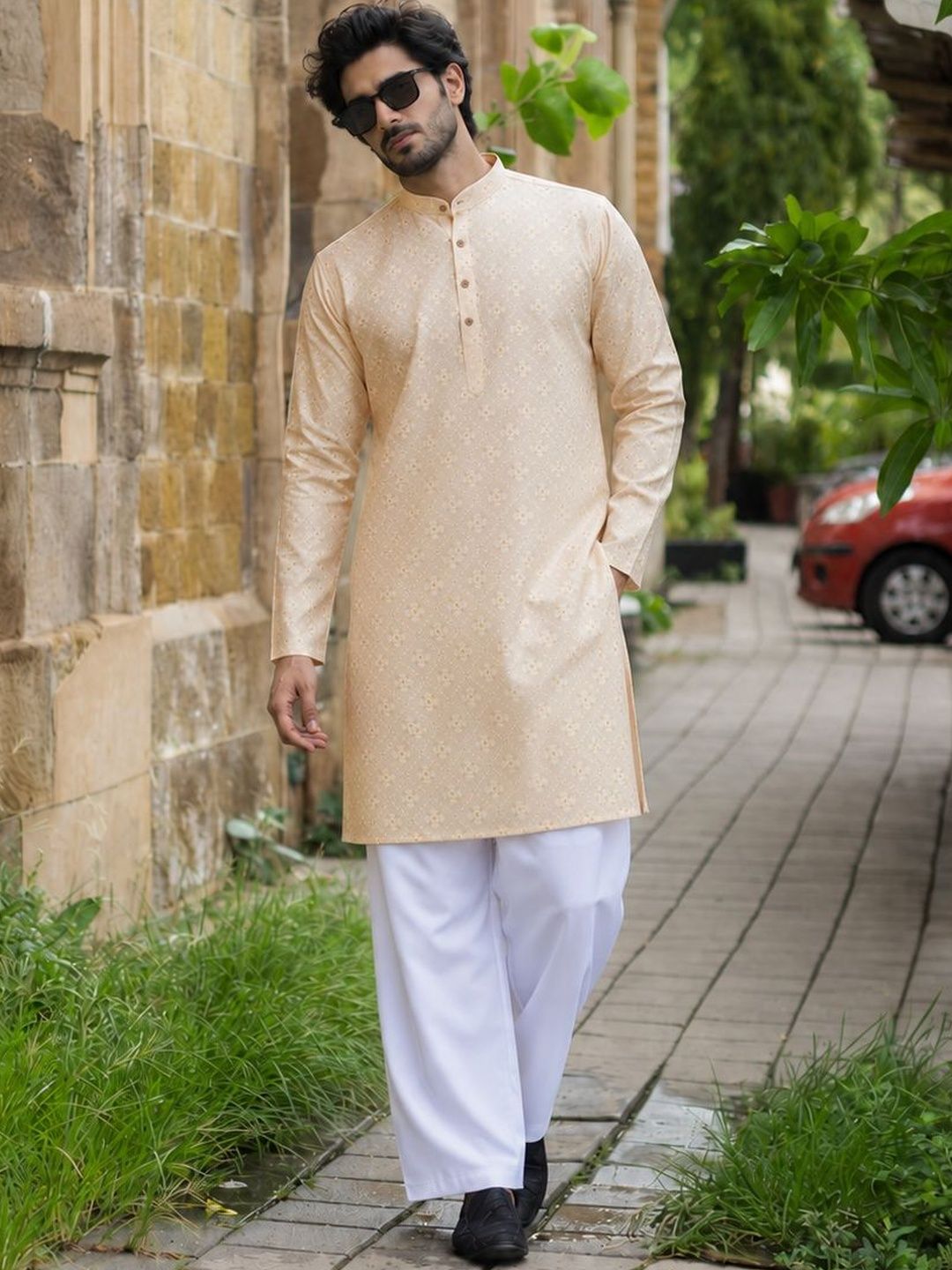 Anouk Printed Band Collar Straight Long Kurta