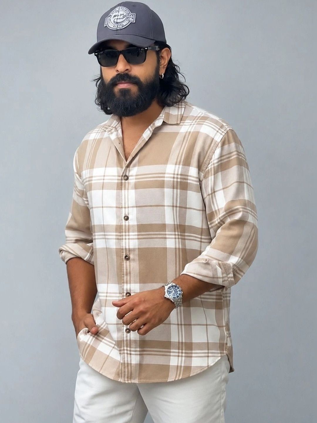 HENSHIKA Men Relaxed Checked Casual Shirt