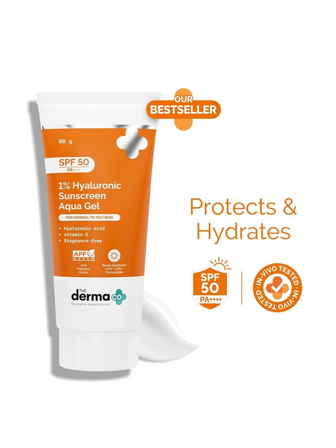 The Derma co. The Derma co. 1% Hyaluronic Sunscreen SPF 50 PA++++ Lightweight Aqua Gel - 80g In-Vivo tested