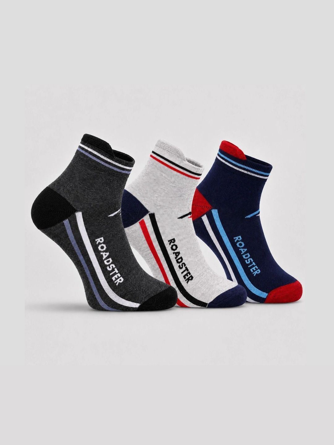 Roadster Men Pack of 3 Cotton Patterned Ankle Length Socks