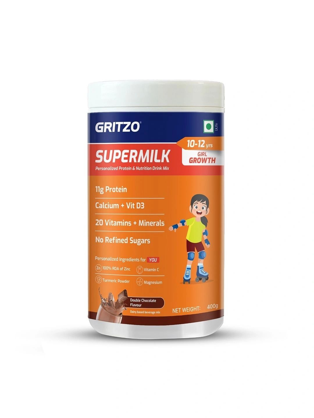 Gritzo Gritzo Kids SuperMilk Height Proteins- 400g-  Double Chocolate
