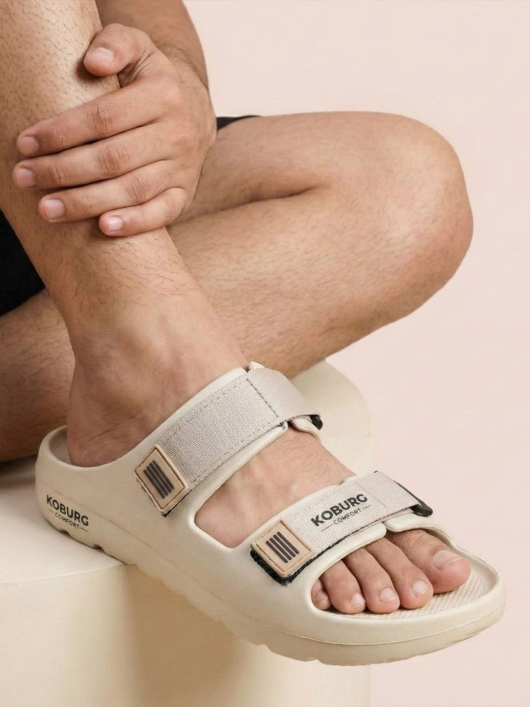 Koburg Nexa Men Comfortable Extra Soft Lightweight Nylon Velcro Slide Sandals