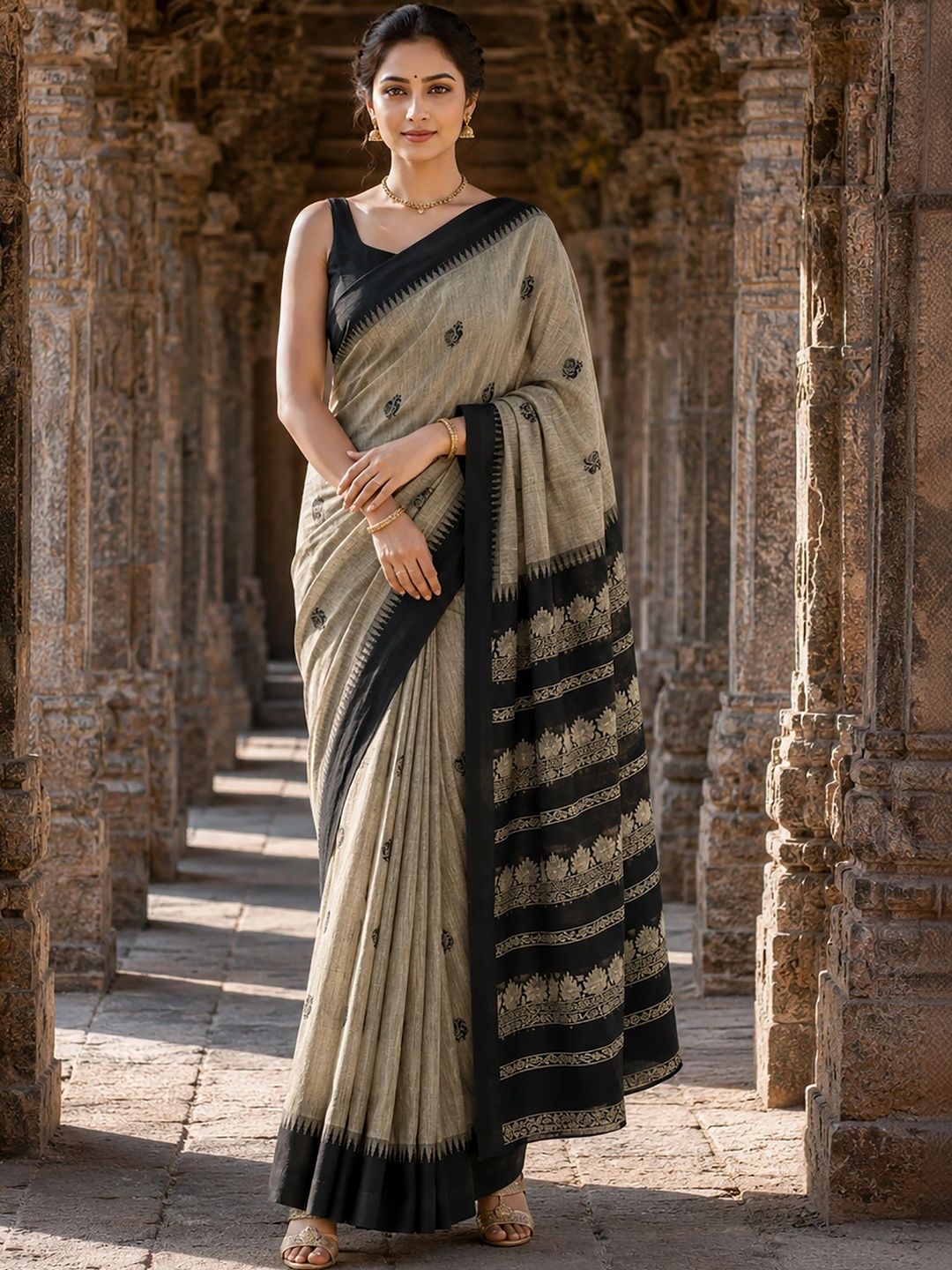 BerMondsey BerMondsey Woven Design Embroidered Designer Kanjeevaram Saree