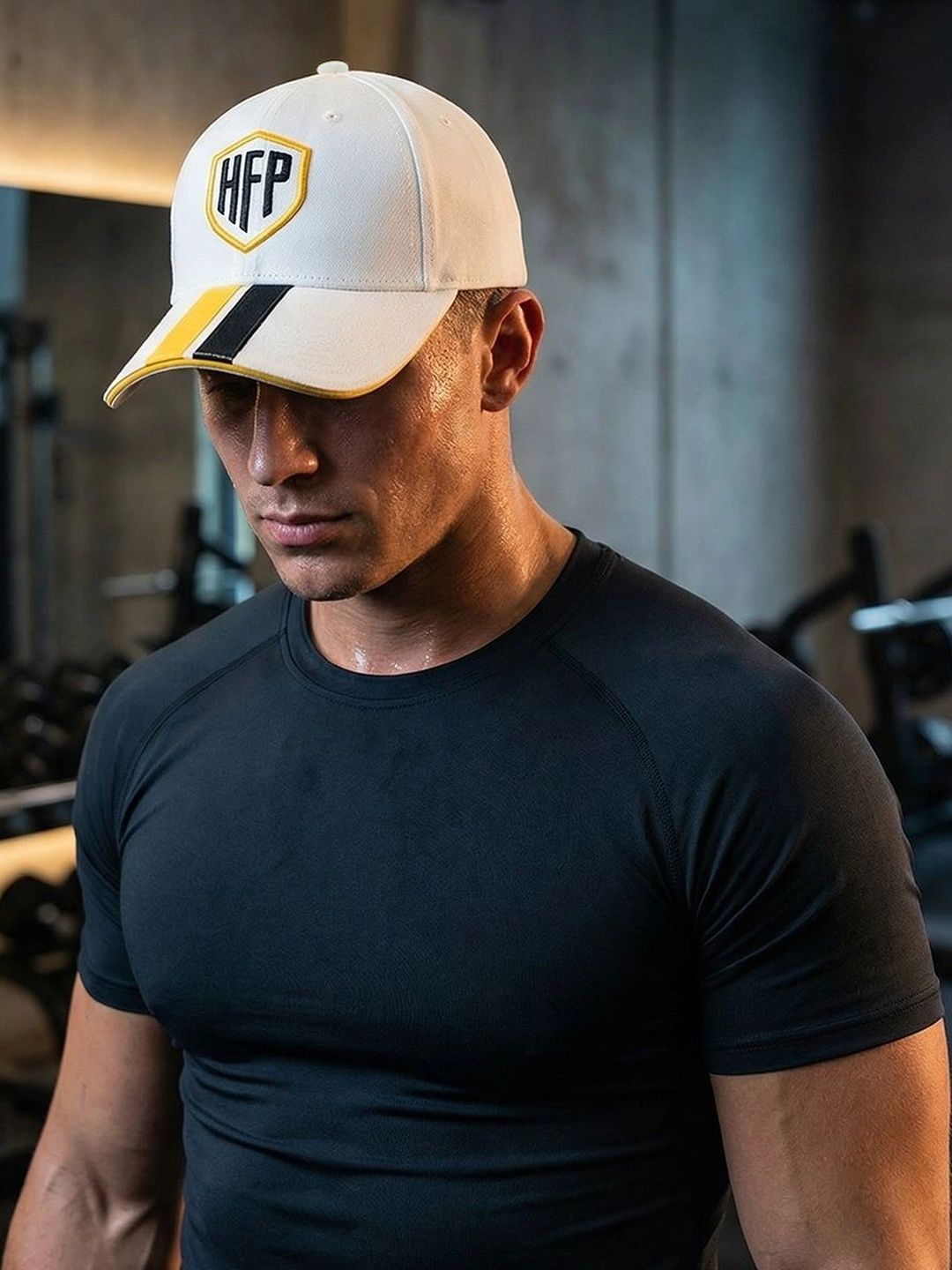 HYPR FIT Men White Signature Dry-Fit Streetwear & Athleisure Embroidered Baseball Cap