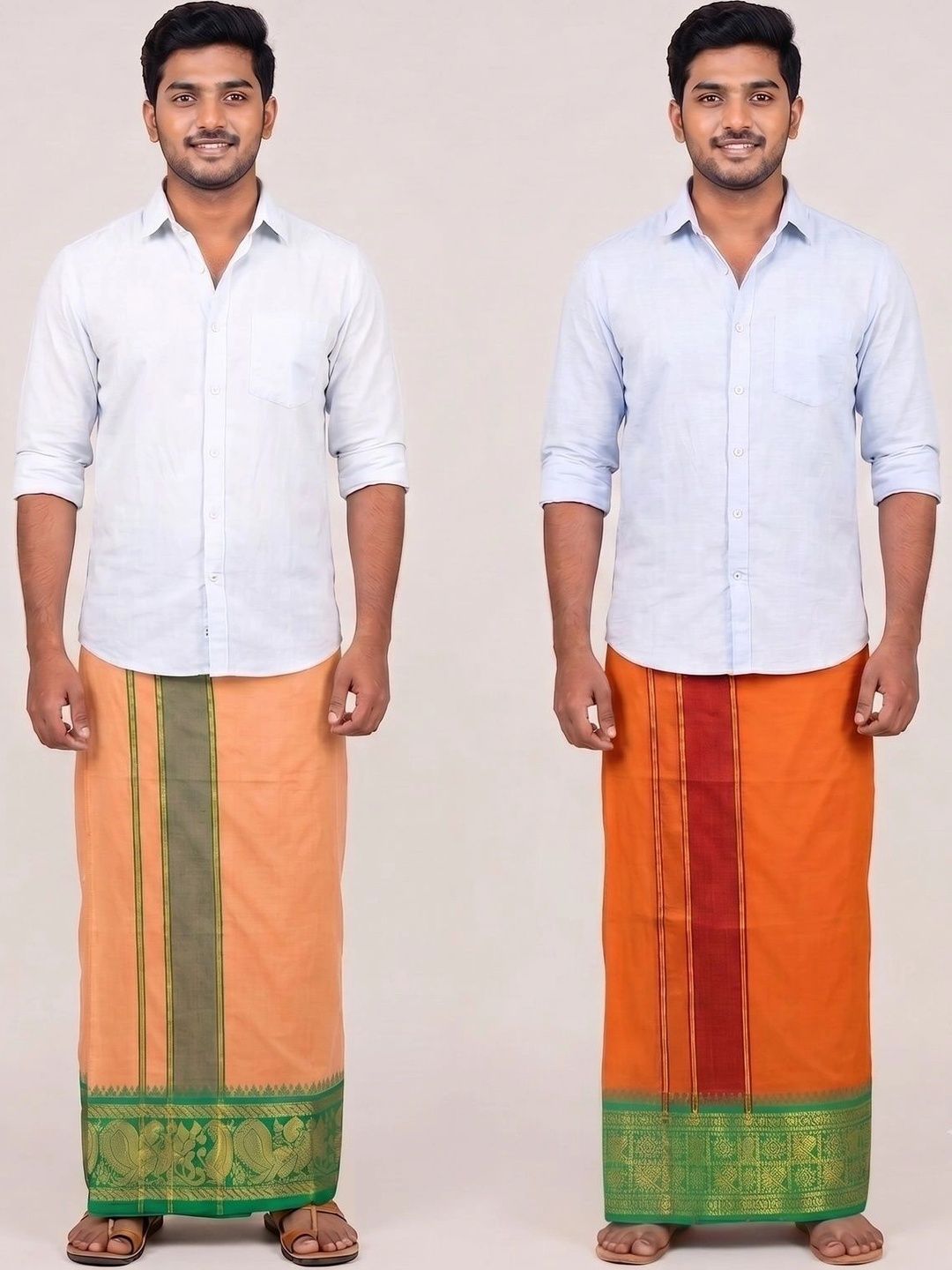 Hornbill Enterprises Men Striped Cotton Dhoti Dhotis