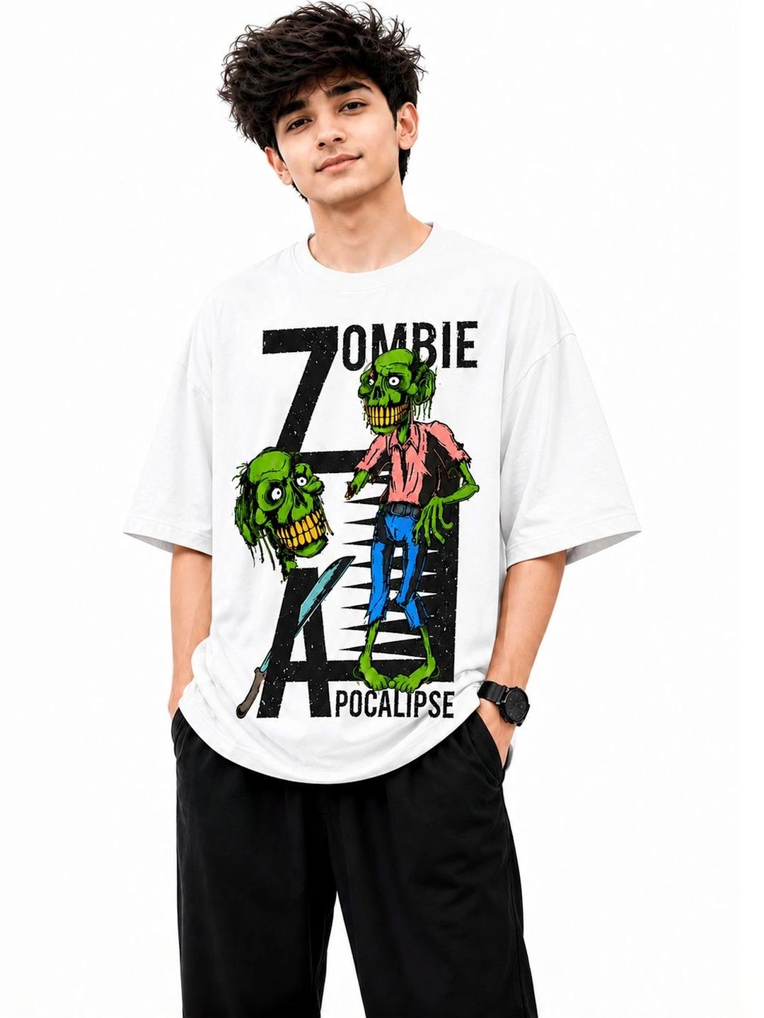KAVYARA Men Printed Drop-Shoulder Sleeves Pure Cotton Blend T-shirt
