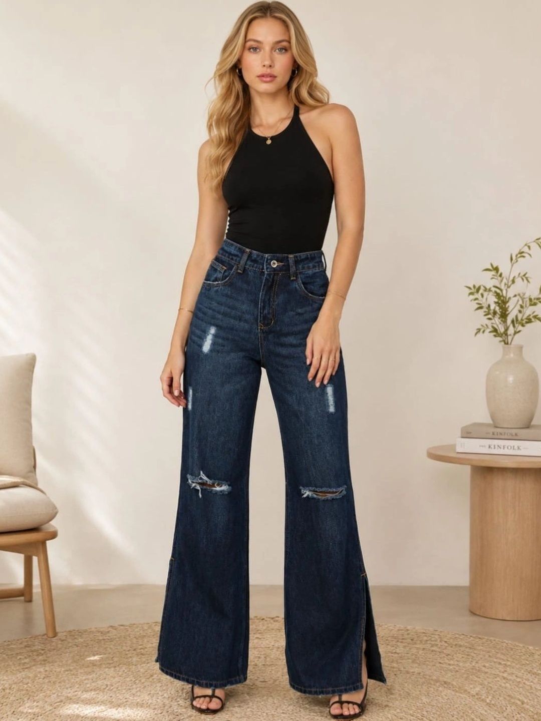 STREET 9 STREET 9 Women Original Flared High-Rise Highly Distressed Jeans