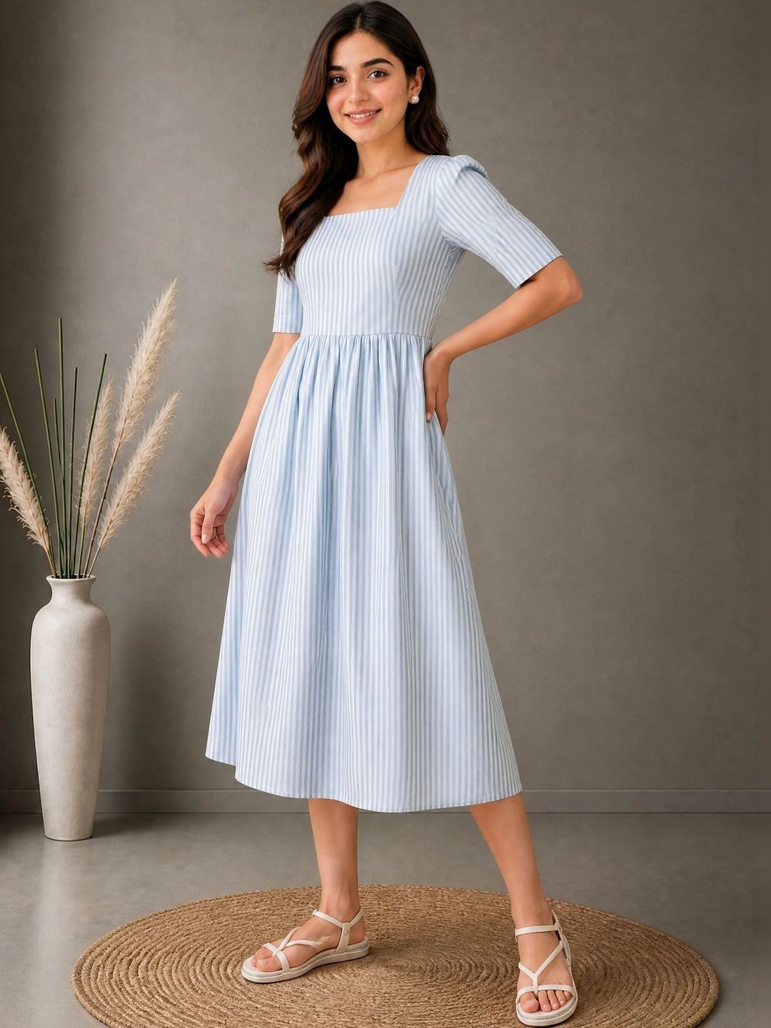 Moda Rapido Moda Rapido Striped A-Line Midi Dress