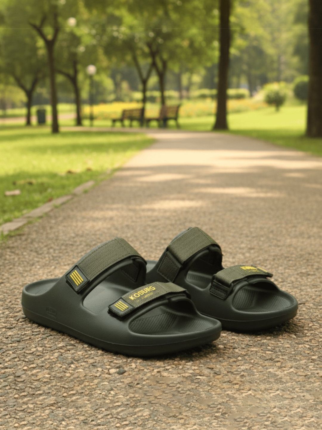 Koburg Nexa Men Comfortable Extra Soft Lightweight Nylon Velcro Slide Sandals
