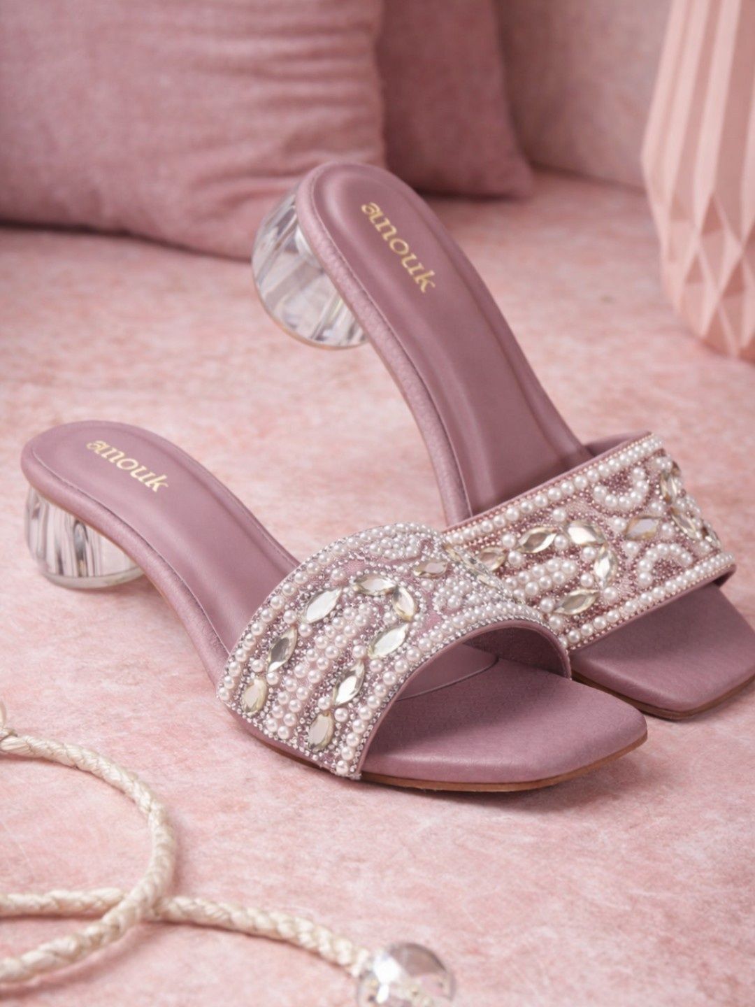 Anouk Embellished Party Block Mules