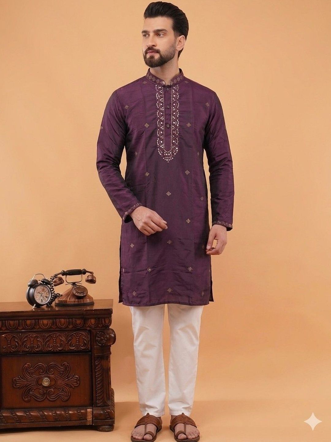 Anouk Men Ethnic Motifs Embroidered Sequinned Kurta