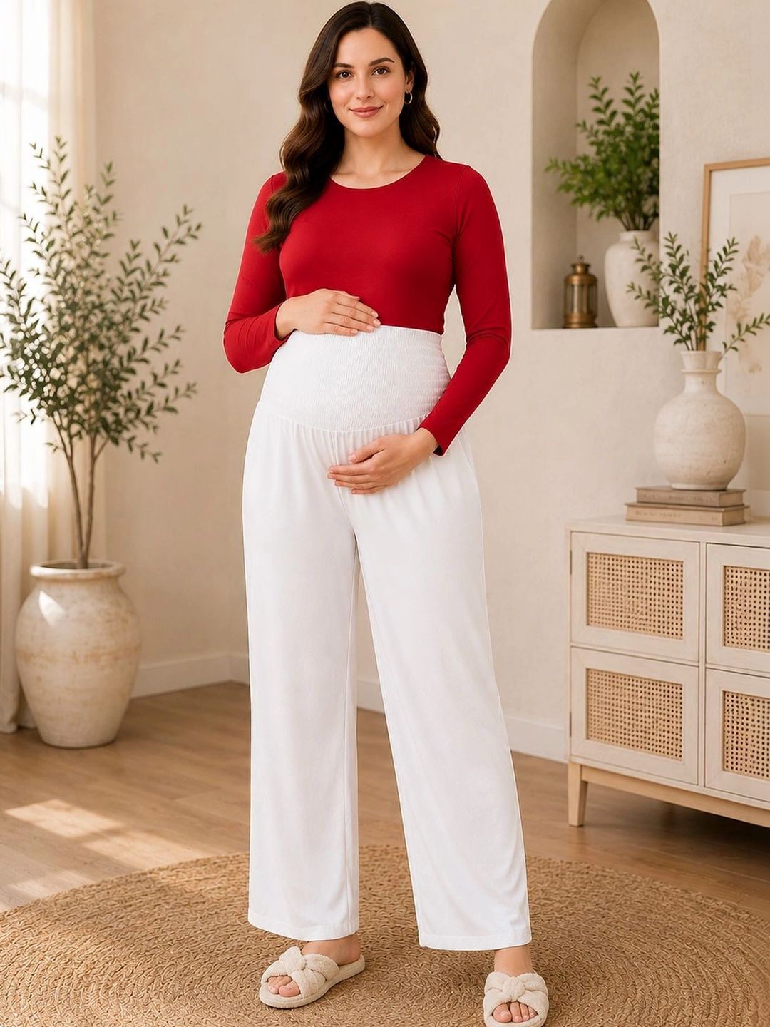 angloindu Women Straight Fit Maternity Trousers