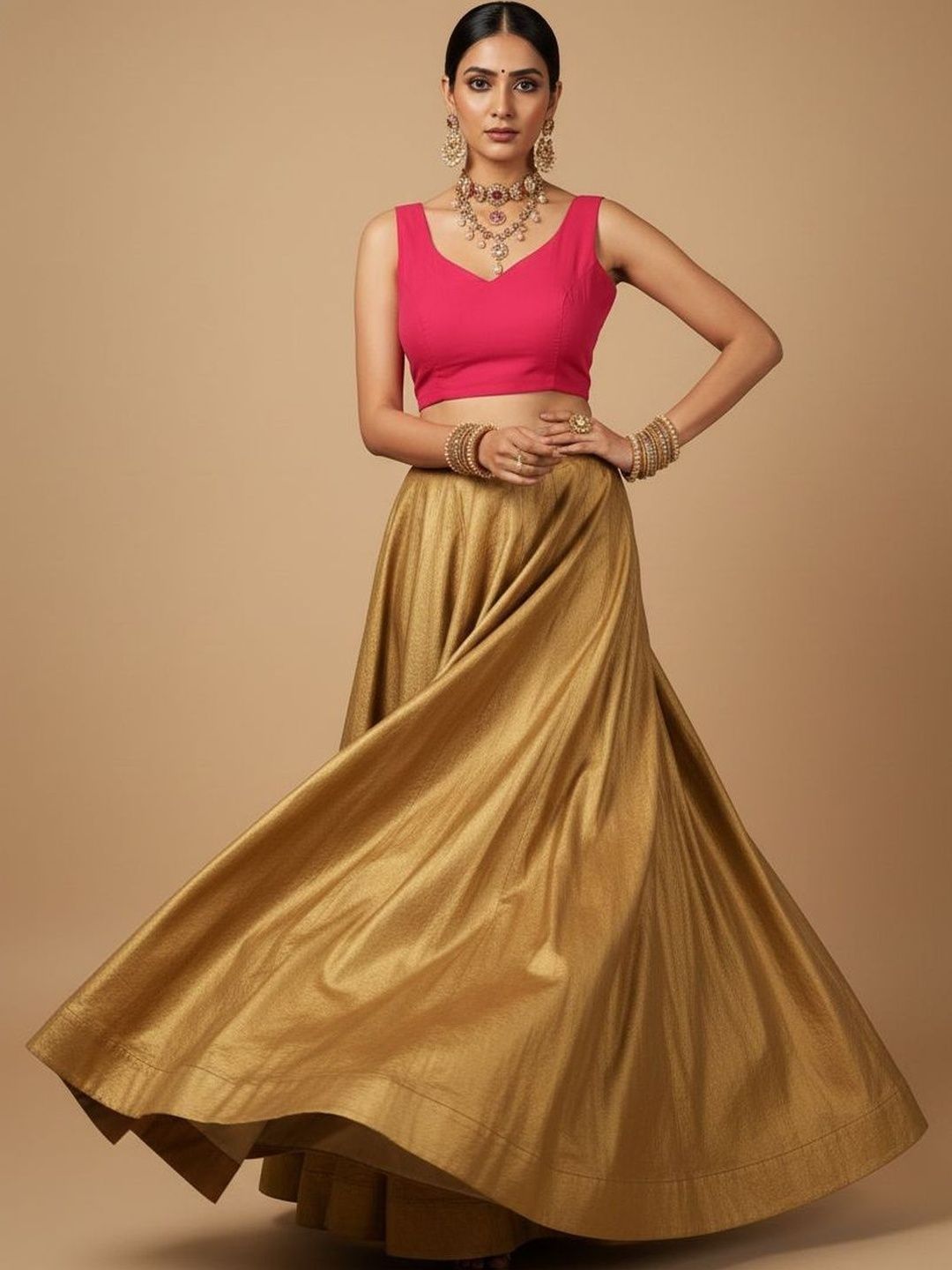 Anouk Silk Solid Saree Blouse