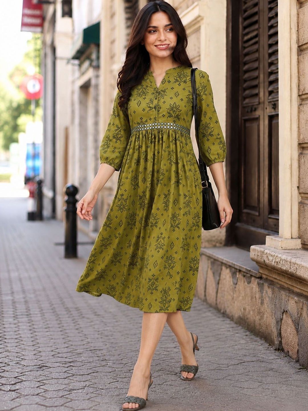 Anouk Ethnic Motifs Print A-Line Dress