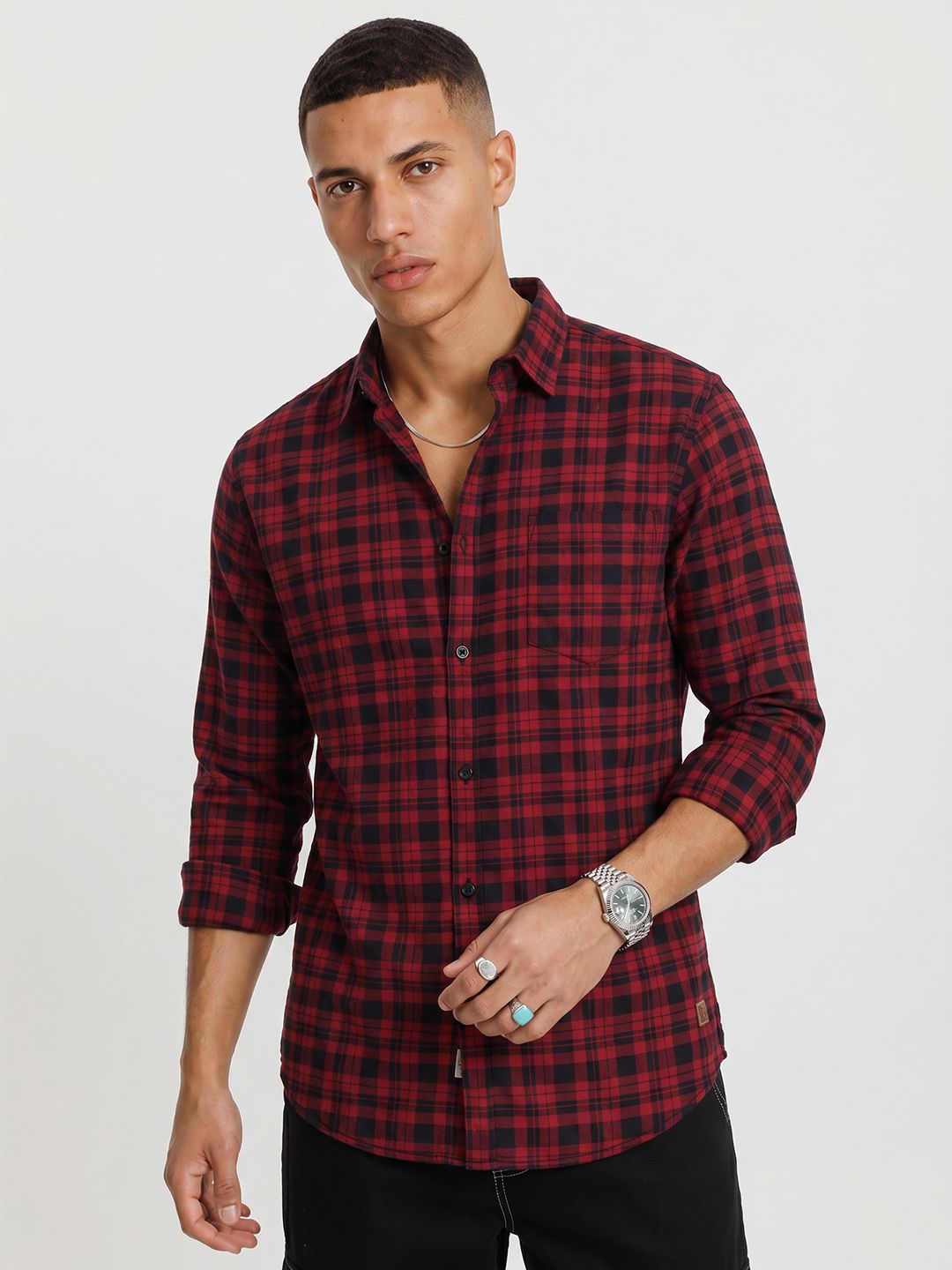 The Roadster Life Co. Checked Pure Cotton Casual Shirt
