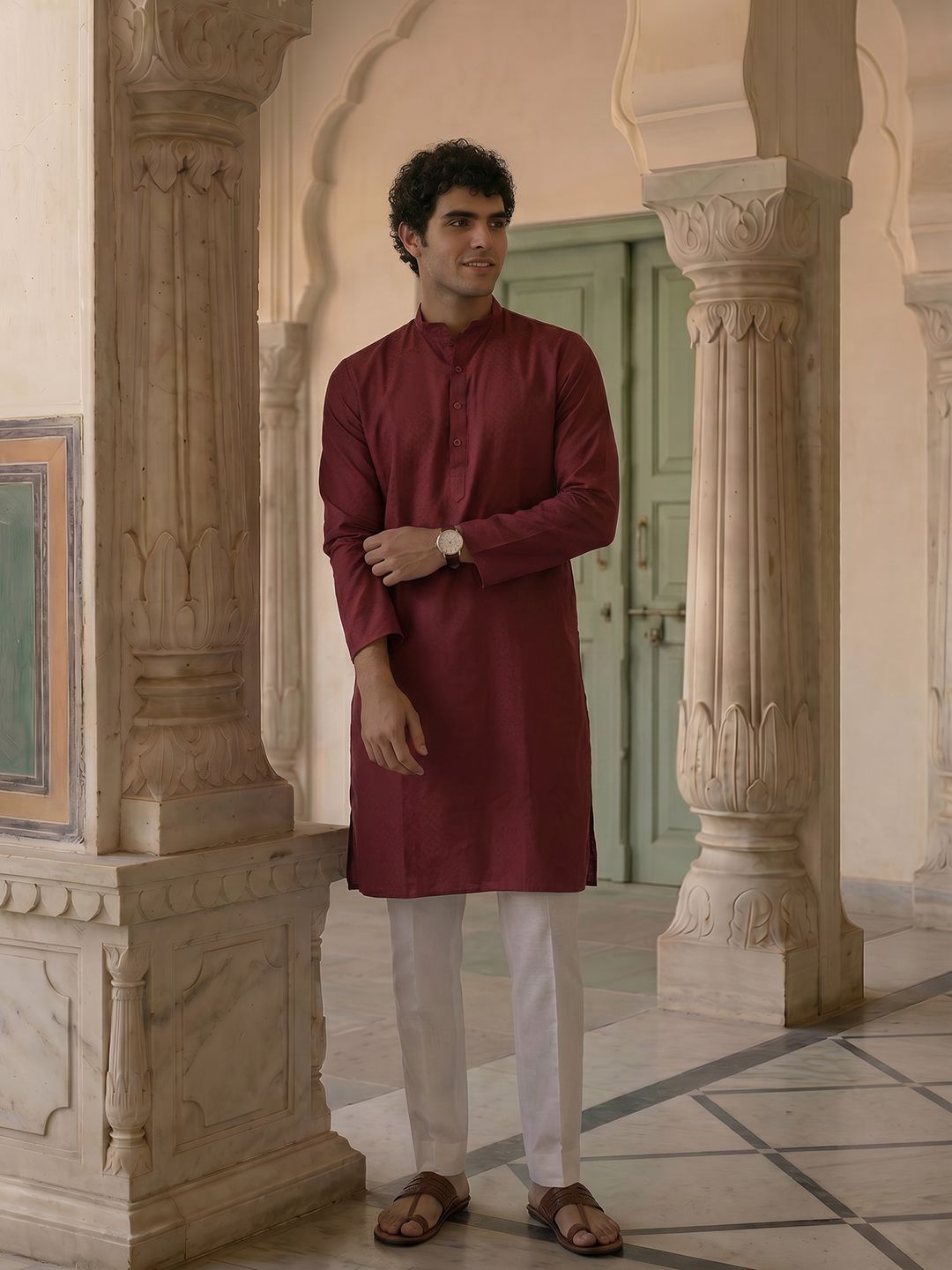 Anouk Self Design Textured Kurta