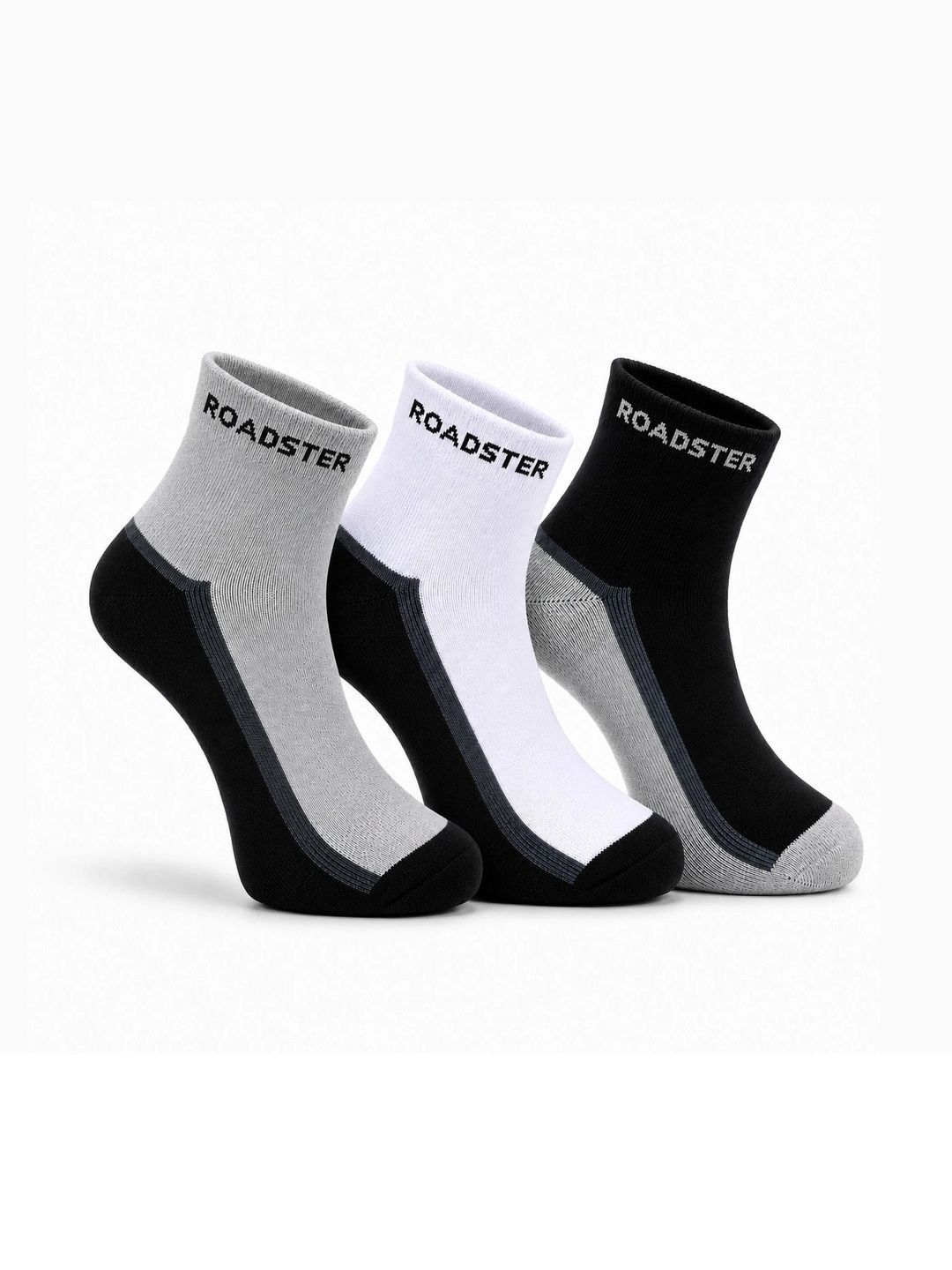 Roadster Men Pack of 3 Cotton Colourblocked Ankle Length Socks
