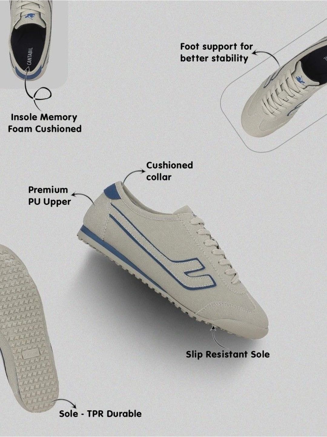 Cantabil Men Colourblocked PU Sneakers