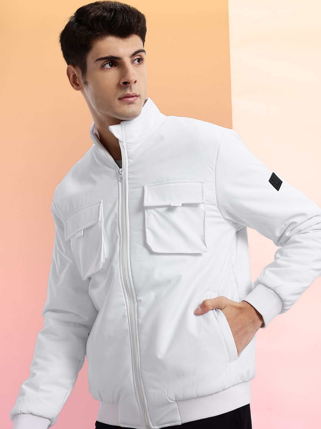 HRX by Hrithik Roshan Pocket Detail Mock Collar Bomber Jacket
