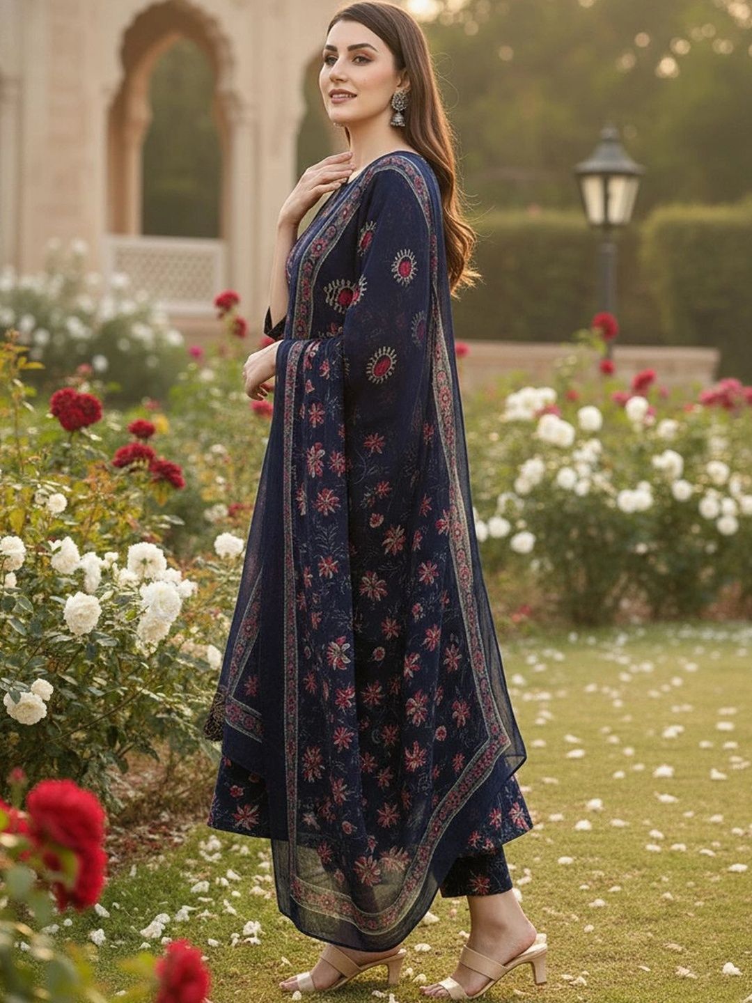 PREM KUMAR PREM KUMAR Women Floral Printed Regular Kurta with Trousers & With Dupatta