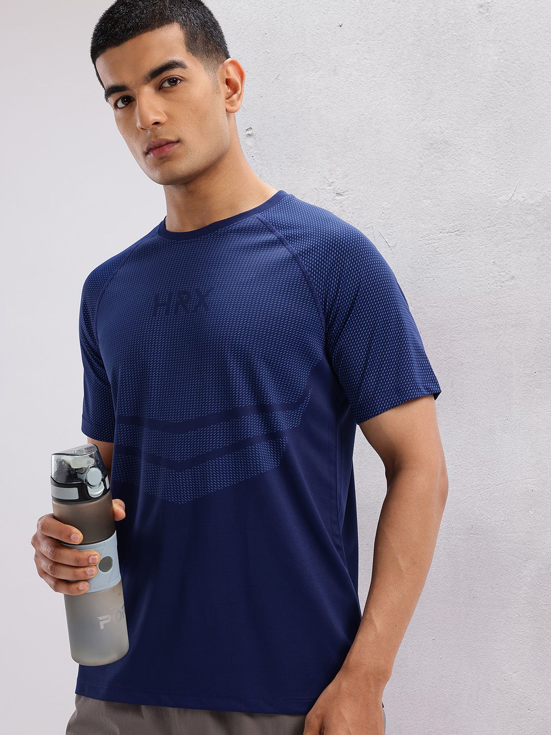 HRX by Hrithik Roshan Geometric Printed Rapid-Dry Training T-shirt