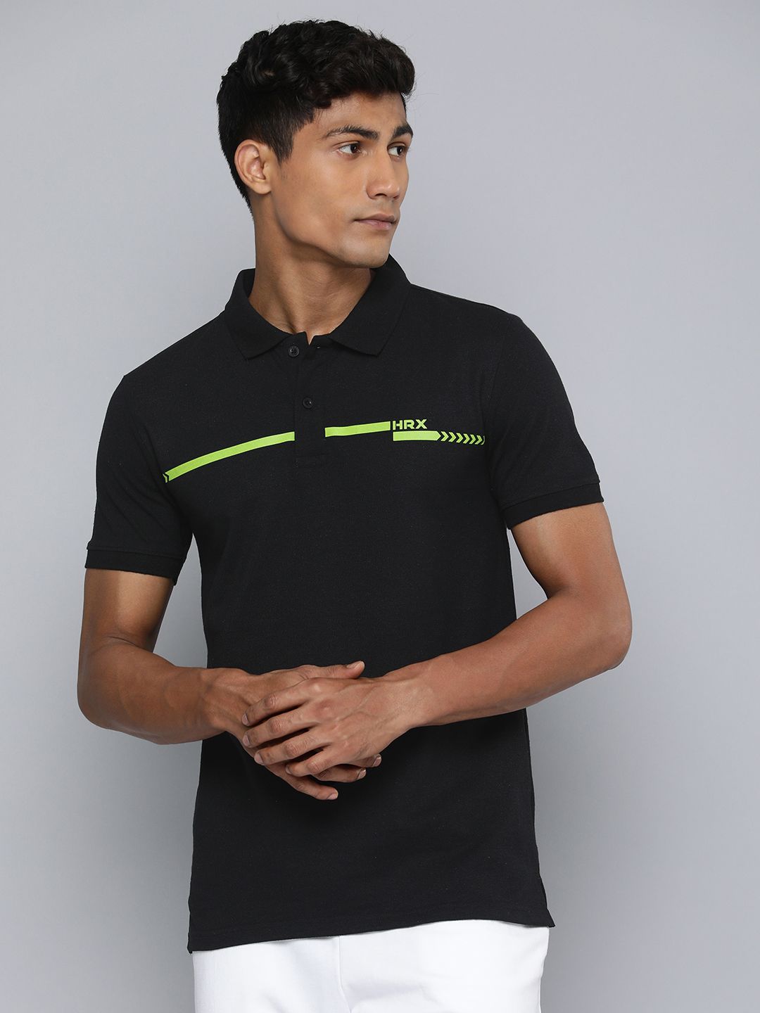 HRX by Hrithik Roshan Men Striped Polo Collar T-shirt