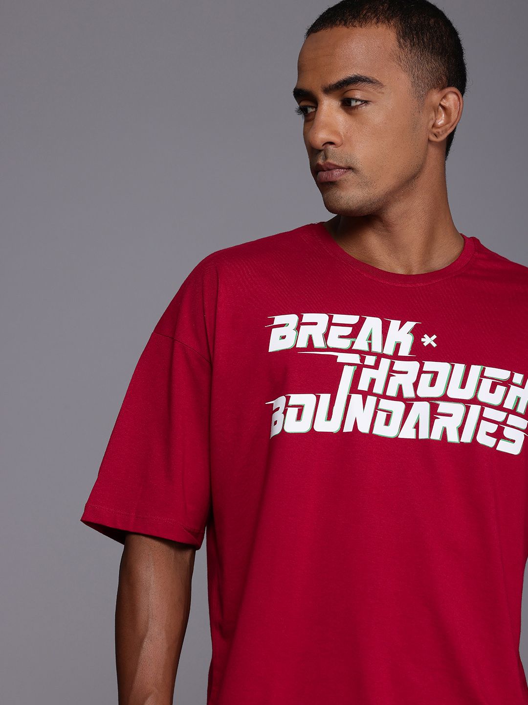 HRX by Hrithik Roshan Men Typography Printed Pure Cotton Oversized T-shirt