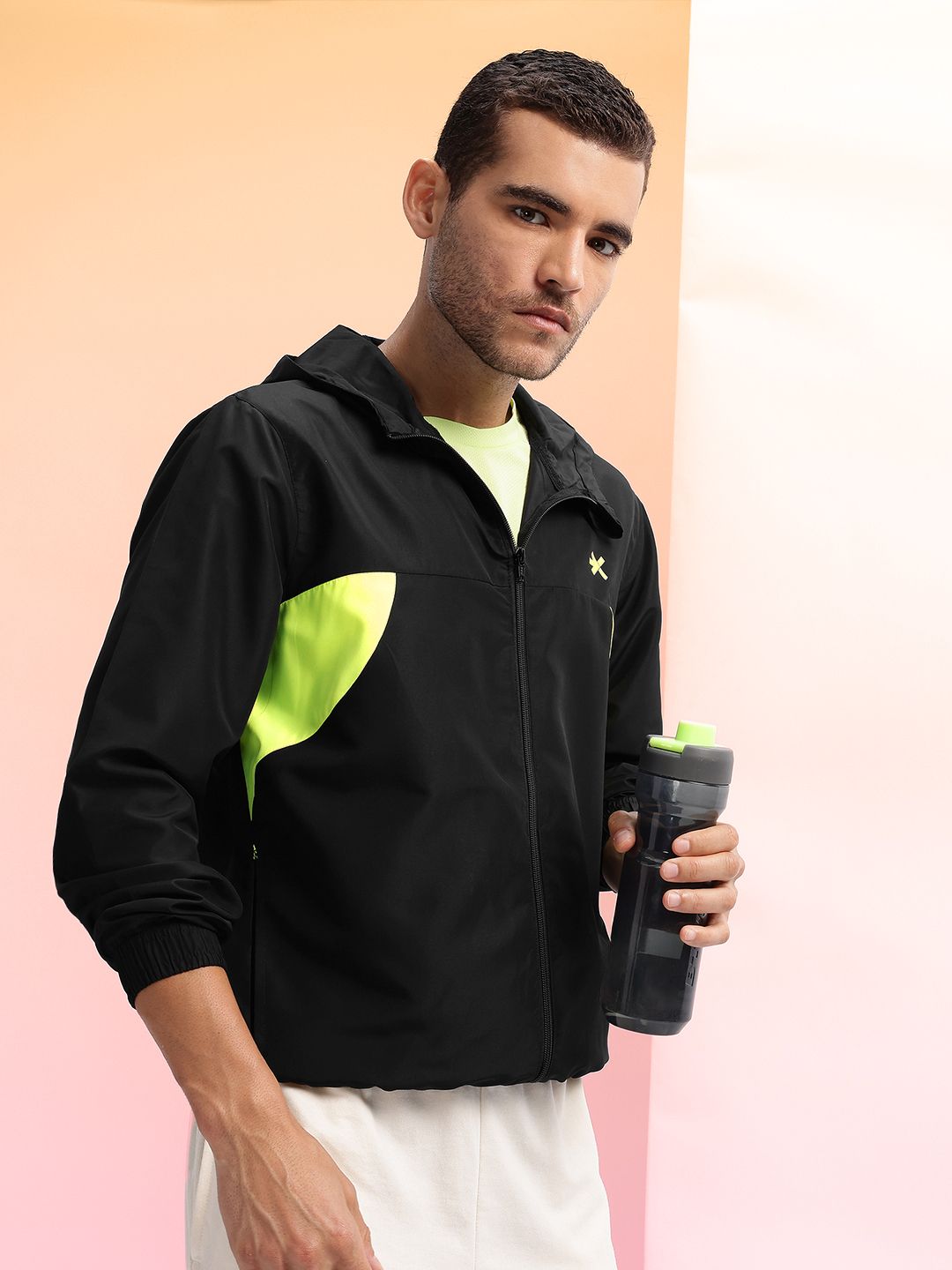 HRX by Hrithik Roshan Colourblocked Detail Hooded Running Jacket