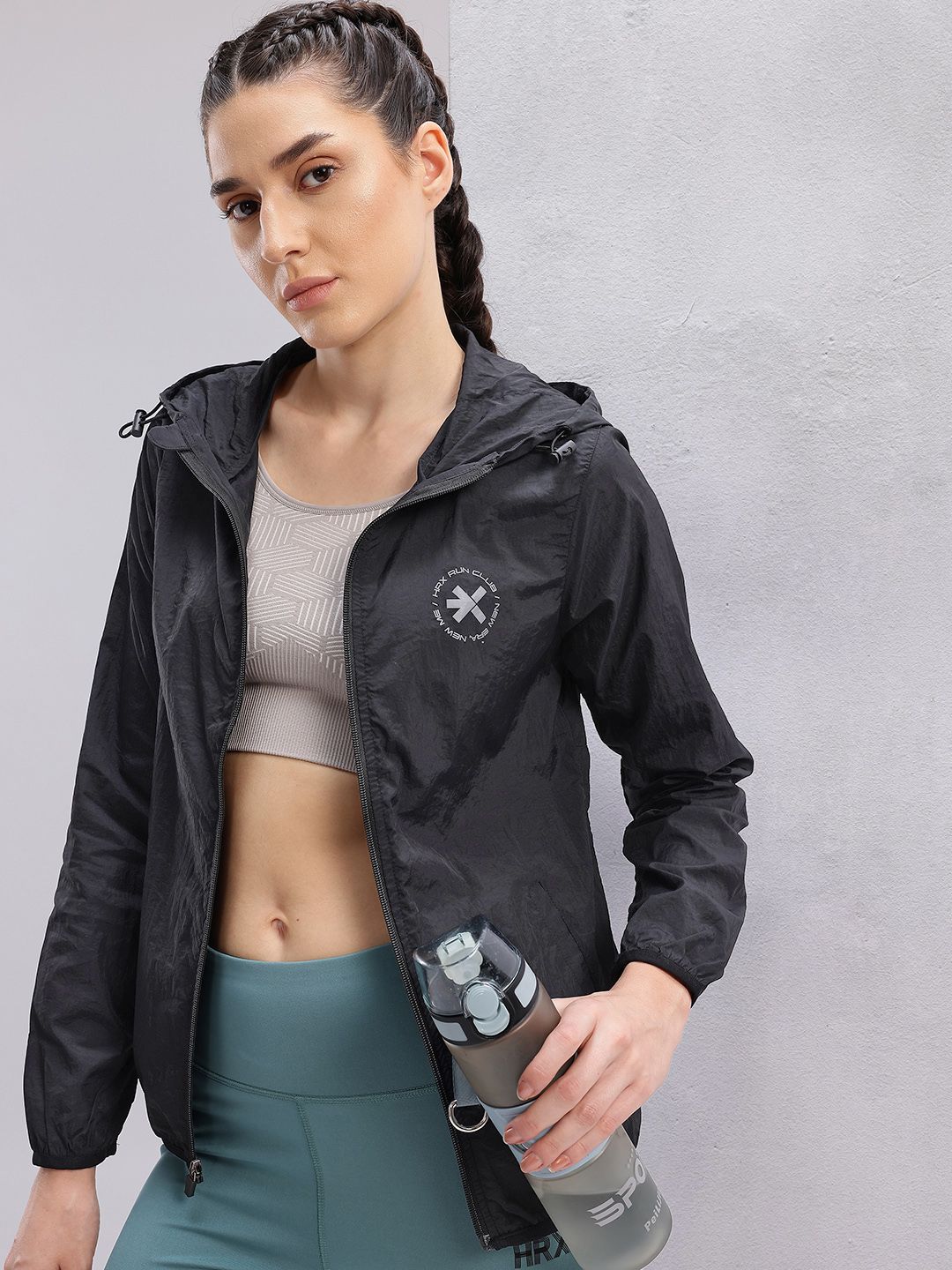 HRX by Hrithik Roshan Hooded Rapid-Dry Packable Running Jacket