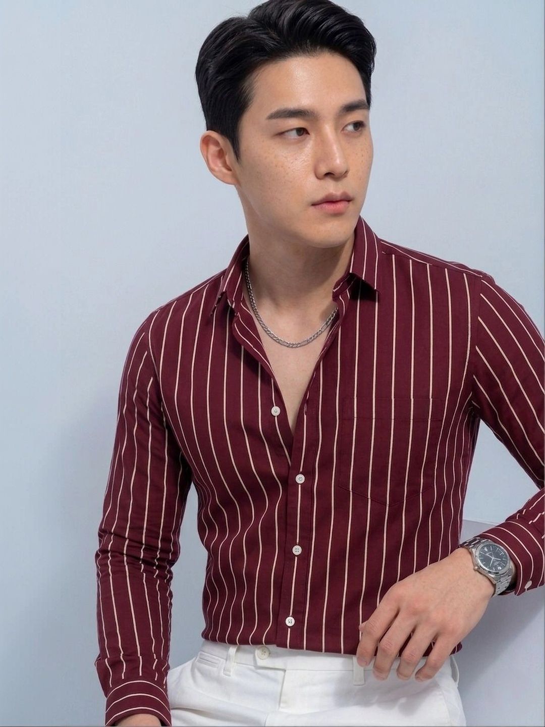 SEEWAYS Men Slim Fit Striped Casual Shirt