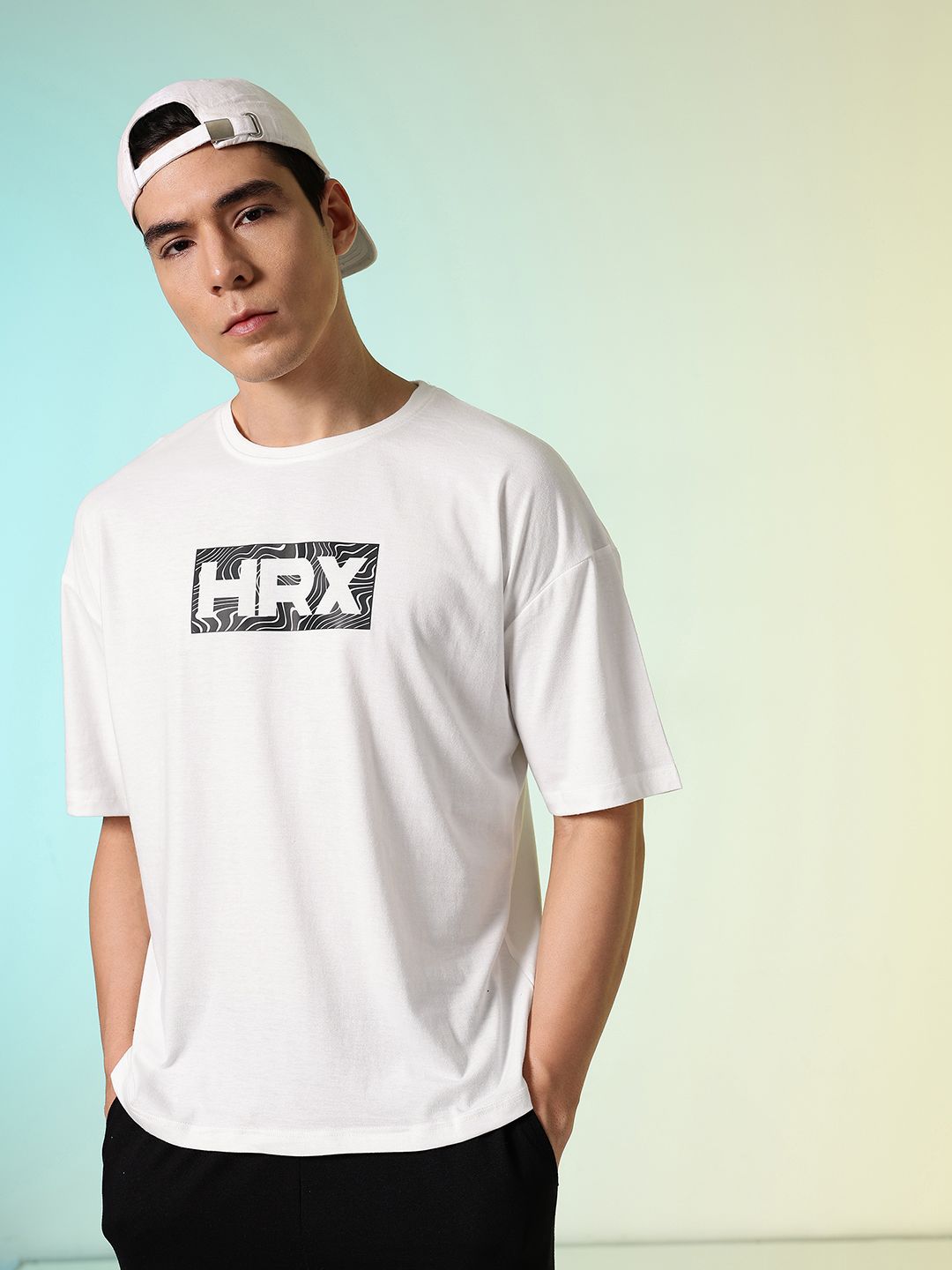 HRX by Hrithik Roshan Oversized Fit Brand Logo Printed Pure Cotton T-shirt