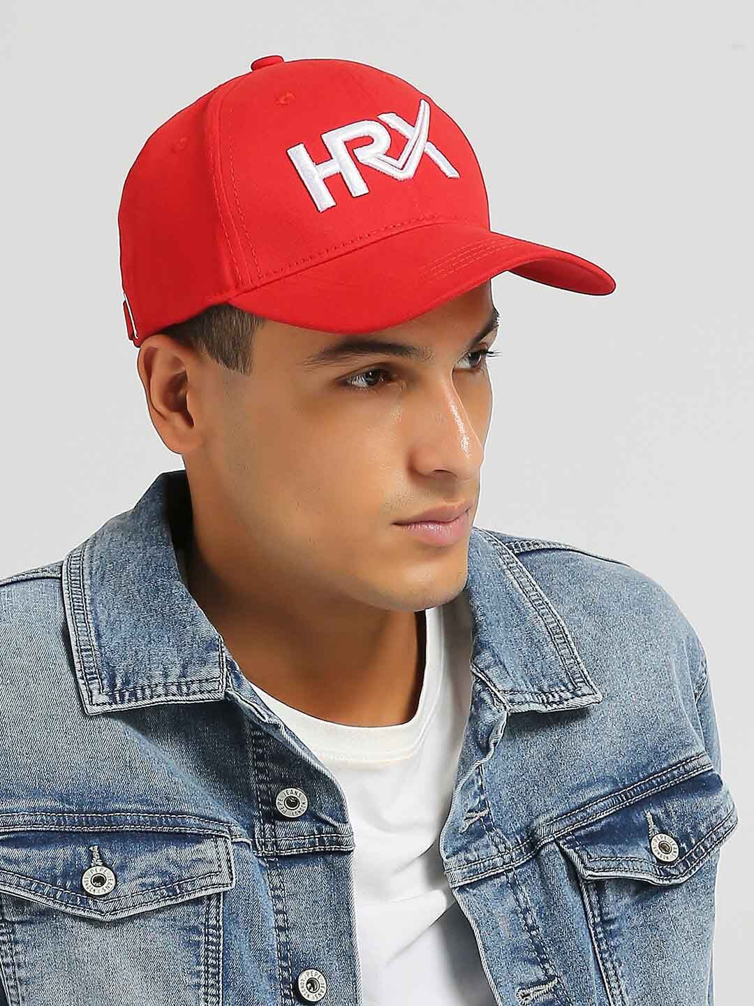 HRX by Hrithik Roshan Red Men Embroidered Cotton Baseball Cap