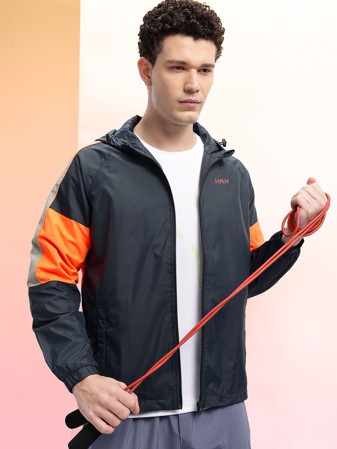 HRX by Hrithik Roshan Hooded Colourblocked Training Sports Jacket