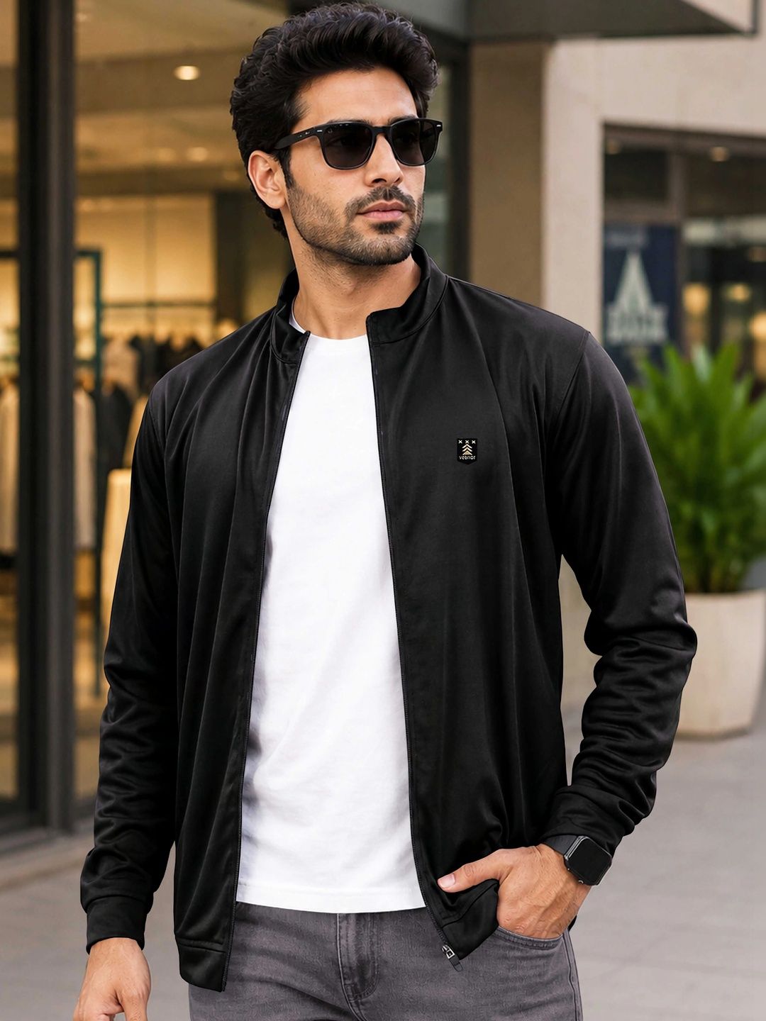 VeBNoR Men Solid Mock Collar Rapid Dry Bomber Jacket