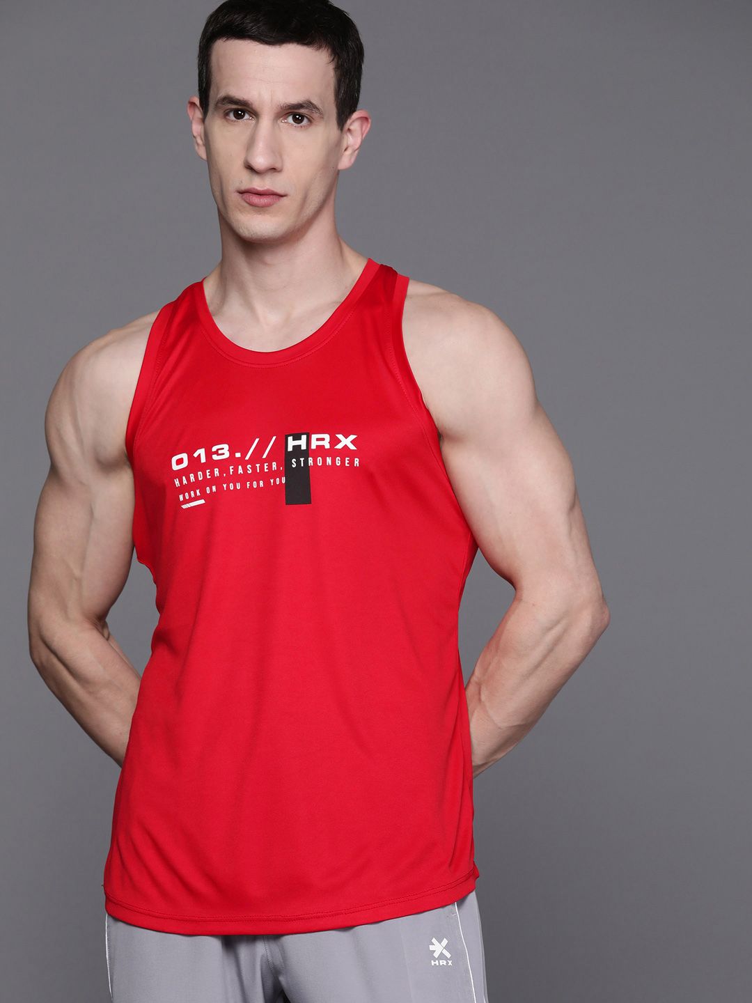 HRX by Hrithik Roshan Men Printed Rapid-Dry Training T-shirt with Reflective Detail