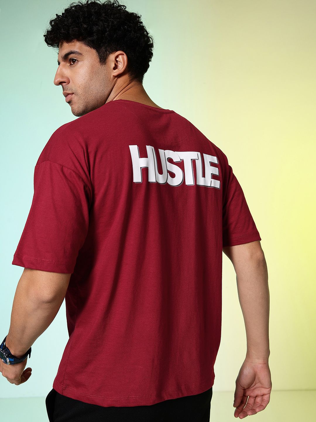 HRX by Hrithik Roshan Printed Drop-Shoulder Sleeves Oversized Pure Cotton T-shirt